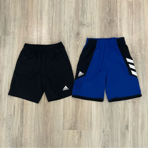 Boys Adidas Black and Blue Athletic Shorts Set - Picture 1 of 4